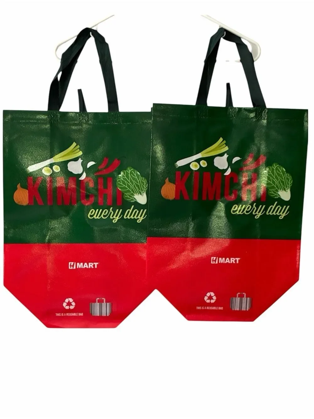 HMart Kimchi Every Day Tote Bag Set (2) – Rare K‑Food Grocery Totes NWOT